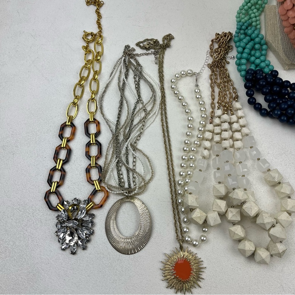 Y2k Assorted Necklaces Statement Beaded Bib Layer… - image 2